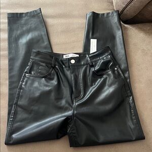 Zara Jet Black Vegan Leather Trousers